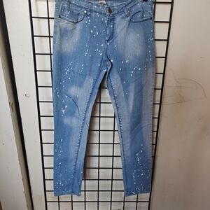OP Light Blue Women's Skinny Jeans with White Splatter